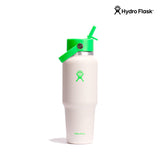 Hydro Flask Wide Mouth Flex Straw Cap Travel Bottle 32 oz Ivory Neon Green