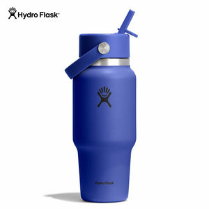 Hydro Flask Wide Mouth Flex Straw Cap Travel Bottle 24 oz Capri Blue