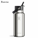 Hydro Flask Wide Mouth Flex Straw Cap 32 oz Metallic Silver