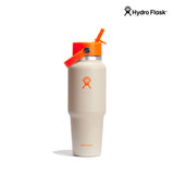 Hydro Flask Wide Mouth Flex Straw Cap Travel Bottle 32 oz Oat Neon Orange