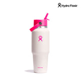 Hydro Flask Wide Mouth Flex Straw Cap Travel Bottle 32 oz Ivory Neon Pink